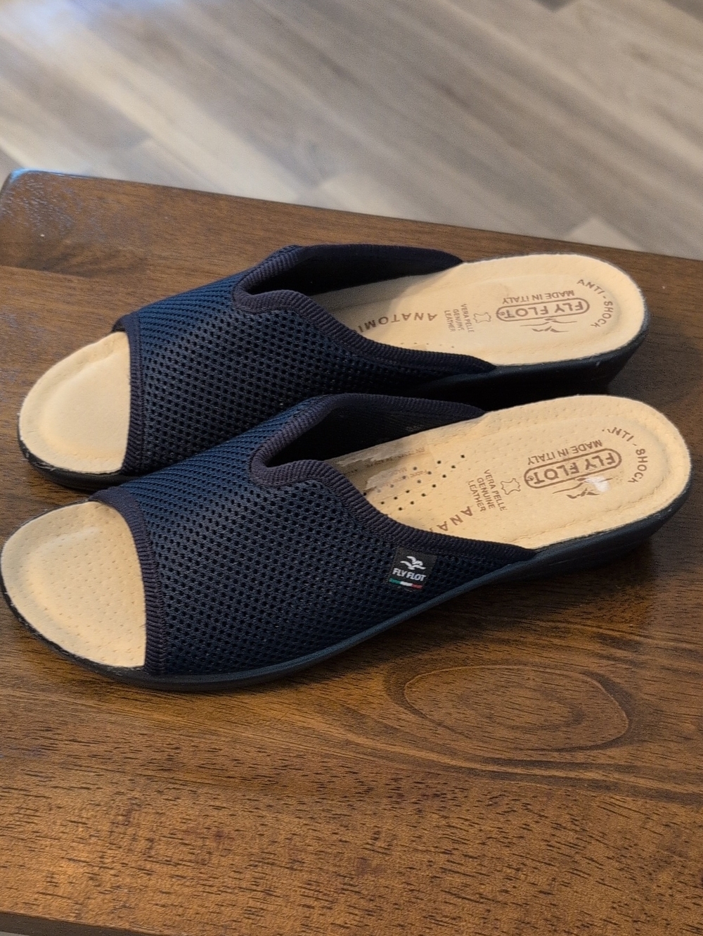 Women's Open-Toe Comfort Slide Sandals Fly Flot Made In Italy Vera Pelle Brand